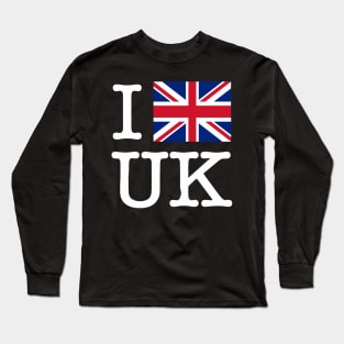 I Union Jack United Kingdom (WhiteLettering) Long Sleeve T-Shirt